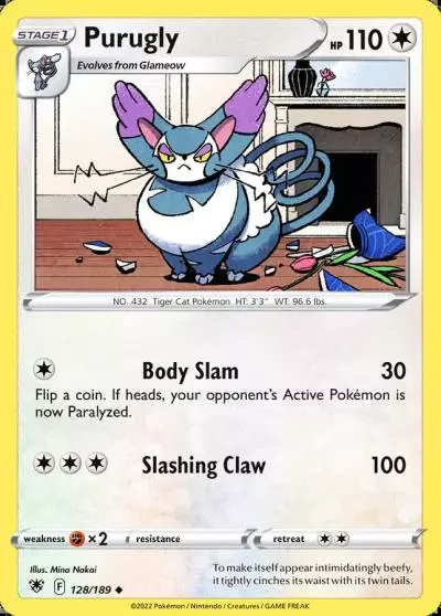 Purugly 128/189 Astral Radiance Pokemon card