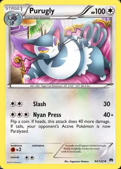 Purugly 94/122 BREAKpoint Pokemon card