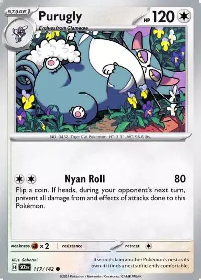 Purugly 117/142 Stellar Crown Pokemon card