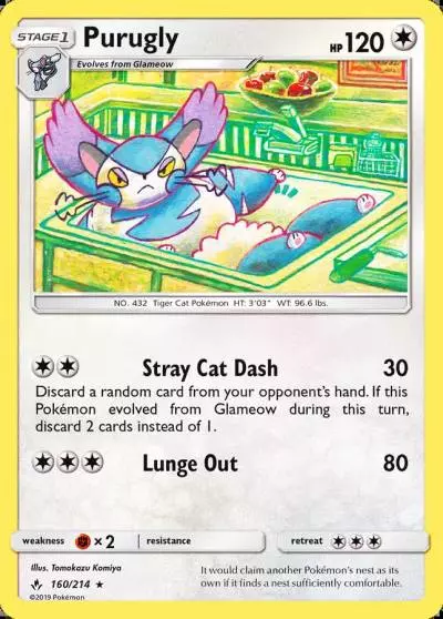 Purugly 160/214 Unbroken Bonds Pokemon card