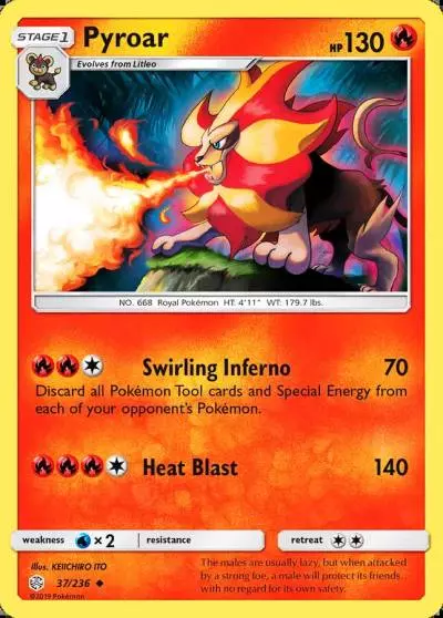 Pyroar 37/236 Cosmic Eclipse Pokemon card