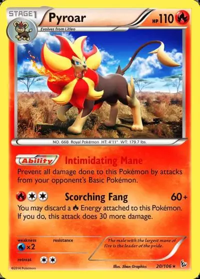 Pyroar 20/106 Flashfire Pokemon card