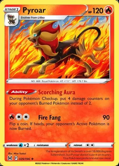 Pyroar 29/196 Lost Origin Pokemon card