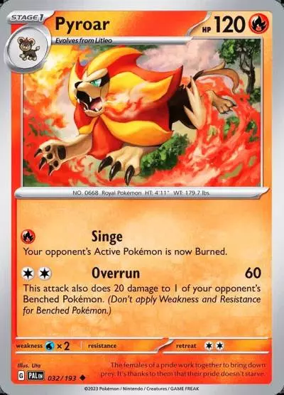 Pyroar 32/193 Paldea Evolved Pokemon card