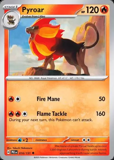 Pyroar 16/131 Prismatic Evolutions Pokemon card