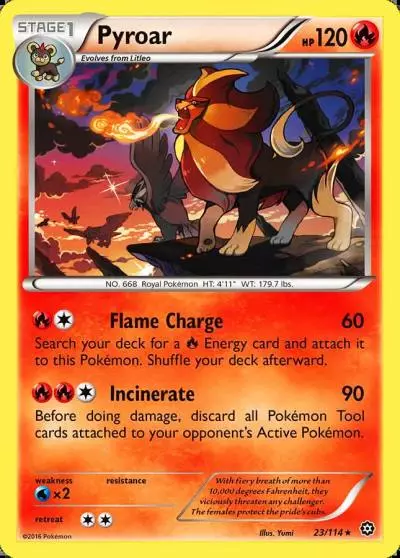 Pyroar 23/114 Steam Siege Pokemon card