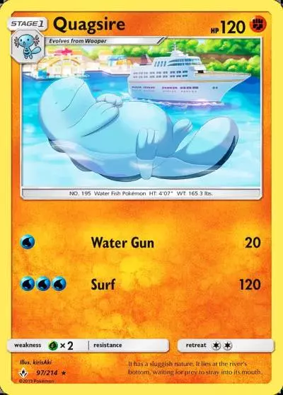 Quagsire 97/214 Unbroken Bonds Pokemon card