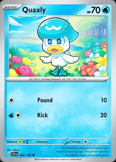 Quaxly 52/198 Scarlet & Violet Pokemon card