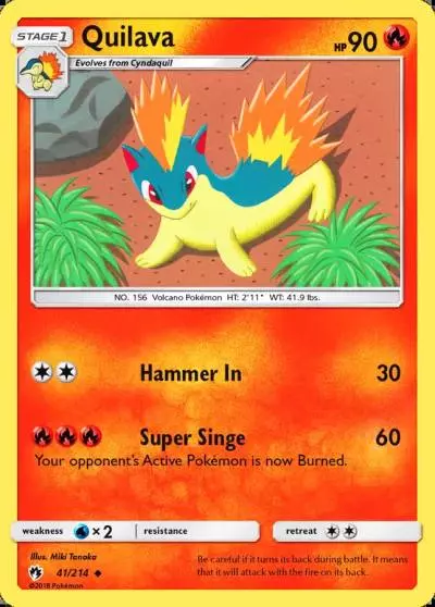 Quilava 41/214 Lost Thunder Pokemon card