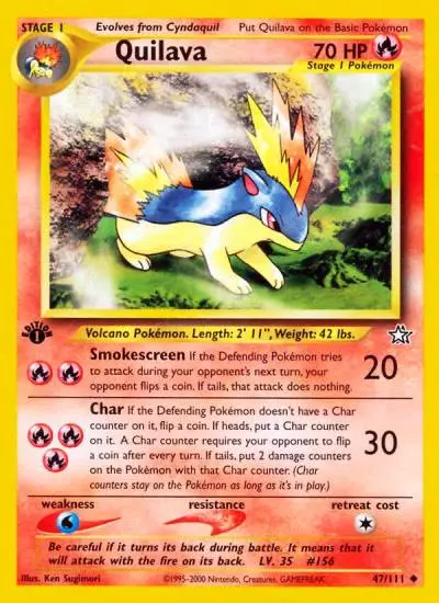 Quilava 47/111 Neo Genesis Pokemon card