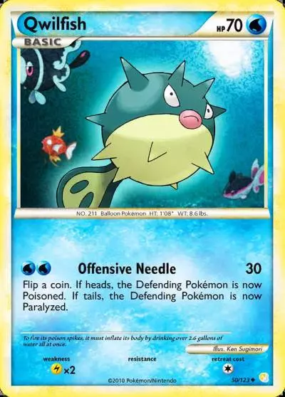 Qwilfish 50/123 HeartGold & SoulSilver Pokemon card