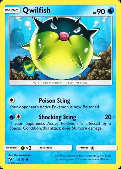 Qwilfish 21/73 Shining Legends Pokemon card