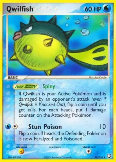 Qwilfish 27/109 Team Rocket Returns Pokemon card