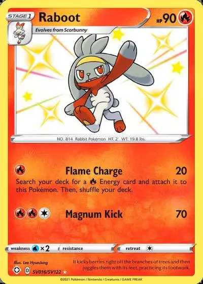 Raboot SV016/122 Shining Fates Shiny Vault Pokemon card