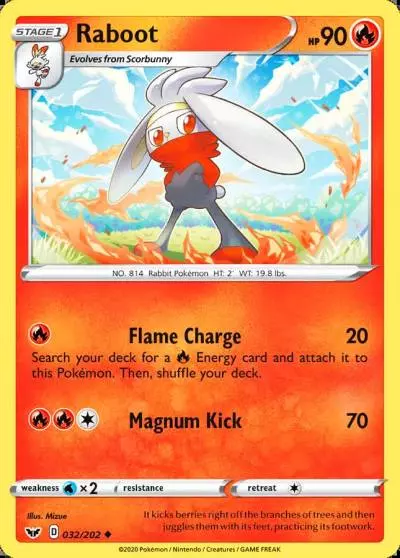 Raboot 32/202 Sword & Shield Pokemon card