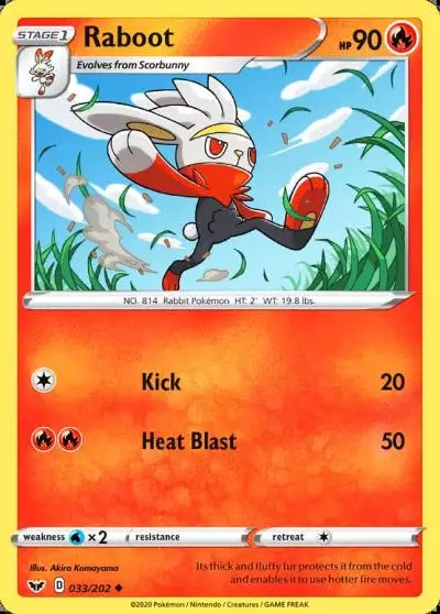 Raboot 33/202 Sword & Shield Pokemon card