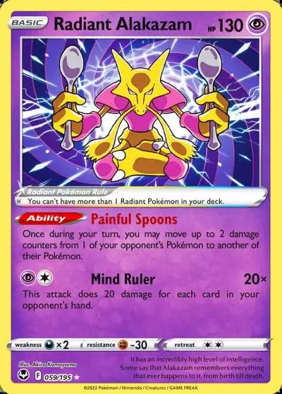 Radiant Alakazam 59/195 Silver Tempest Pokemon card
