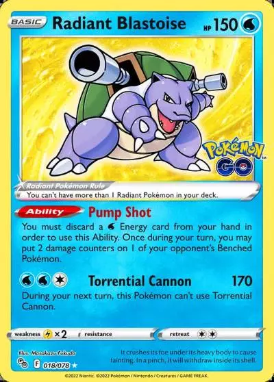 Radiant Blastoise 18/78 Pokémon GO Pokemon card