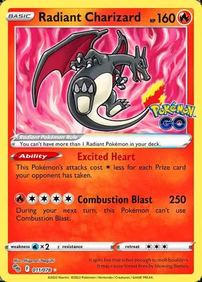 Radiant Charizard 11/78 Pokémon GO Pokemon card