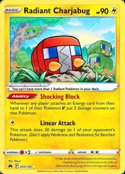 Radiant Charjabug 51/159 Crown Zenith Pokemon card