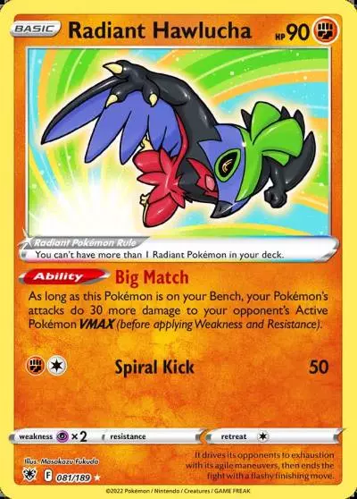 Radiant Hawlucha 81/189 Astral Radiance Pokemon card