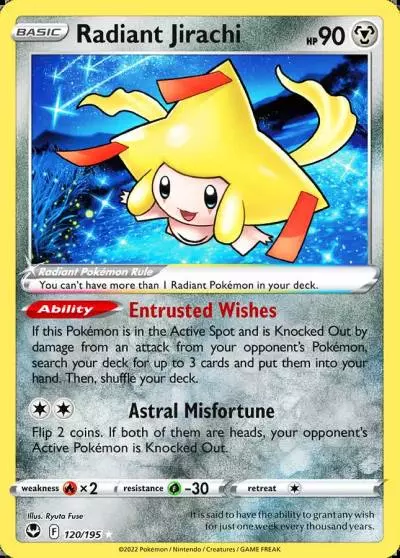 Radiant Jirachi 120/195 Silver Tempest Pokemon card