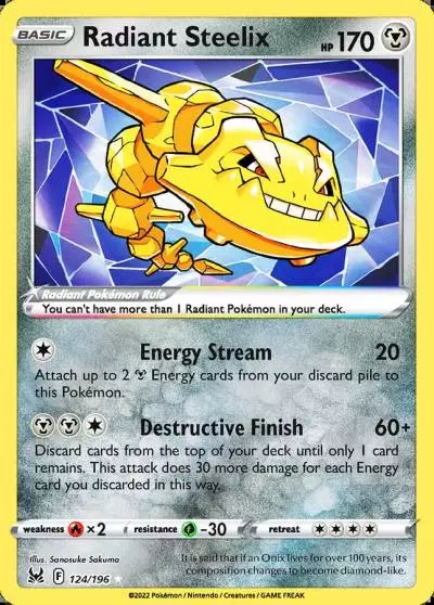 Radiant Steelix 124/196 Lost Origin Pokemon card