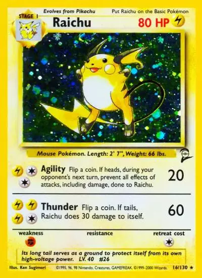 Raichu 16/130 Base Set 2 Pokemon card