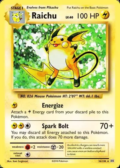 Raichu 36/108 Evolutions Pokemon card