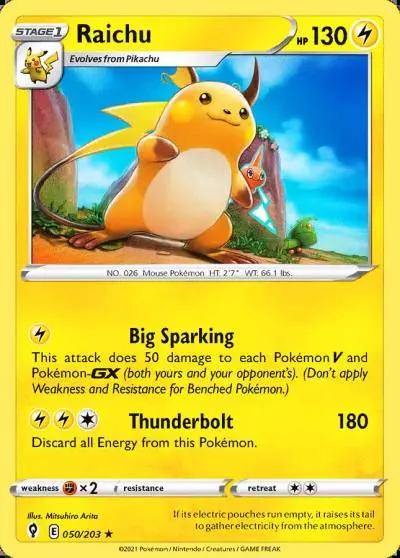 Raichu 50/203 Evolving Skies Pokemon card