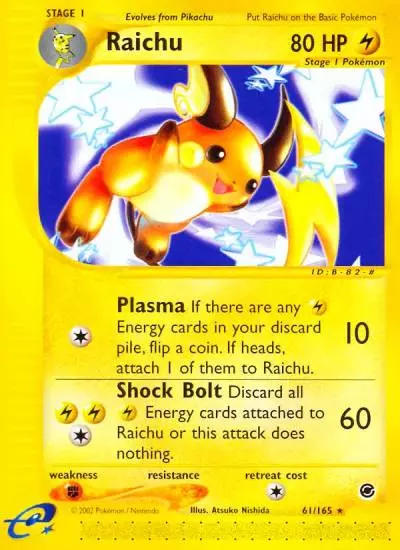 Raichu 61/165 Expedition Base Set Pokemon card