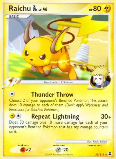 Raichu GL 31/111 Rising Rivals Pokemon card