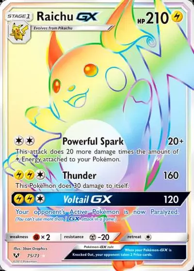 Raichu-GX 75/73 Shining Legends Pokemon card