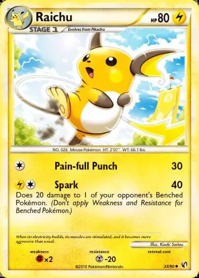 Raichu 33/90 HS—Undaunted Pokemon card