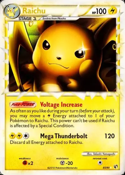 Raichu 83/90 HS—Undaunted Pokemon card