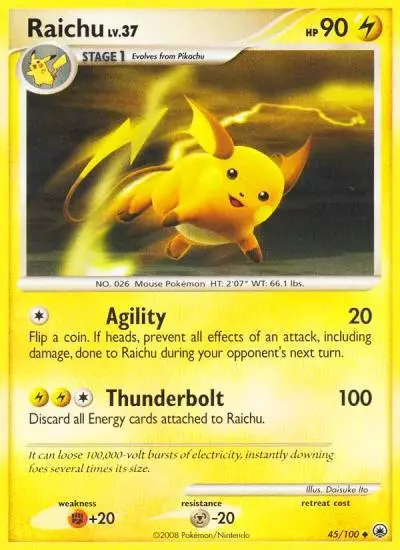 Raichu 45/100 Majestic Dawn Pokemon card