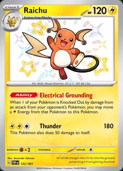 Raichu 132/91 Paldean Fates Pokemon card