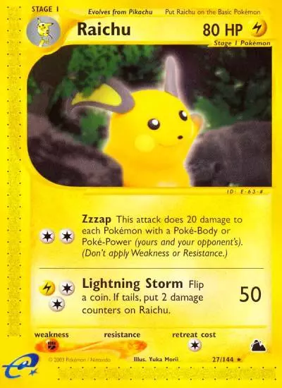 Raichu 27/144 Skyridge Pokemon card