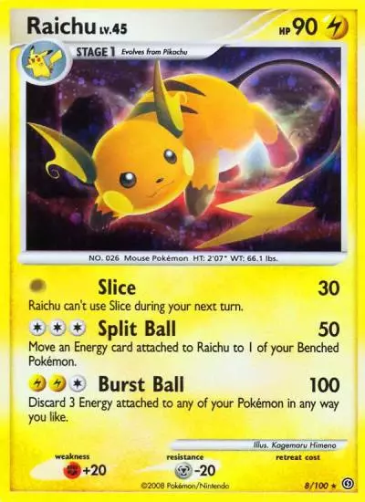 Raichu 8/100 Stormfront Pokemon card