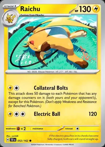 Raichu 52/162 Temporal Forces Pokemon card