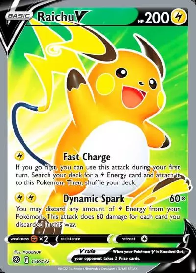 Raichu V 158/172 Brilliant Stars Pokemon card