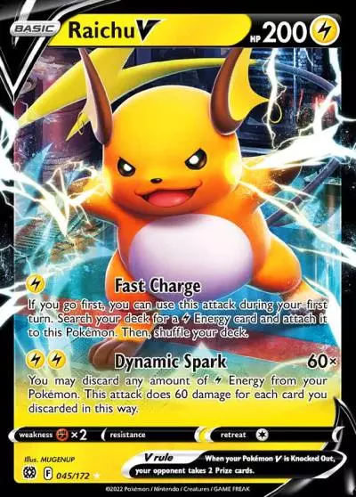 Raichu V 45/172 Brilliant Stars Pokemon card