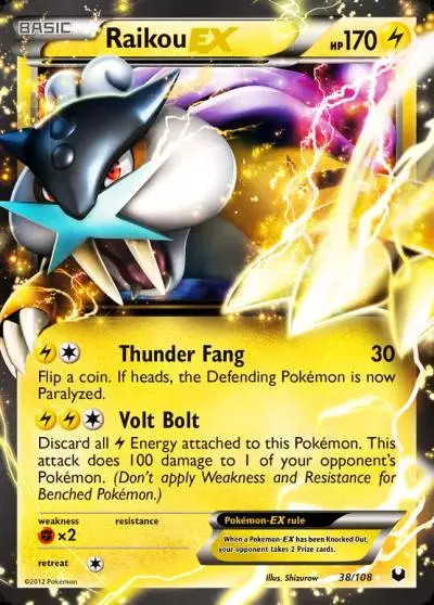 Raikou-EX 38/108 Dark Explorers Pokemon card