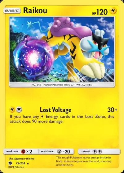 Raikou 79/214 Lost Thunder Pokemon card