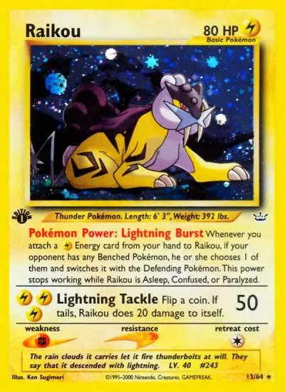 Raikou 13/64 Neo Revelation Pokemon card