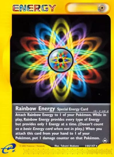 Rainbow Energy 144/147 Aquapolis Pokemon card