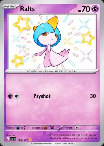 Ralts 153/91 Paldean Fates Pokemon card
