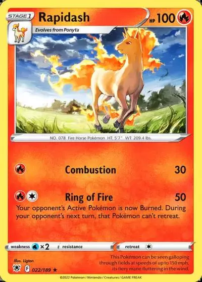 Rapidash 22/189 Astral Radiance Pokemon card