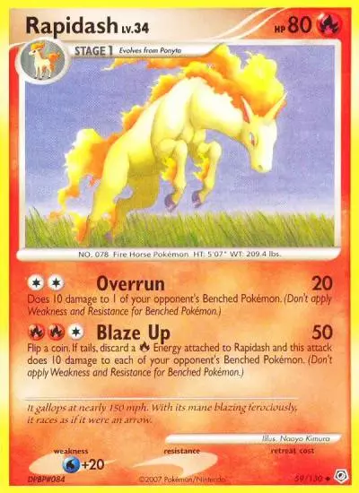 Rapidash 59/130 Diamond & Pearl Pokemon card