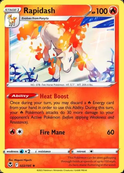 Rapidash 22/195 Silver Tempest Pokemon card